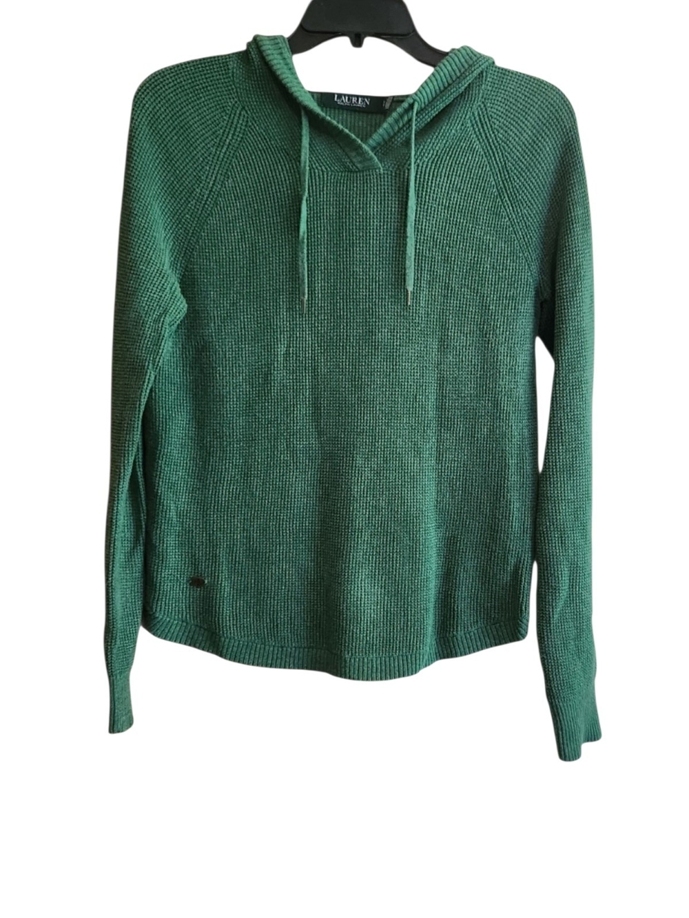 Lauren Ralph Lauren Green Waffle Knit Hoodie Sweater
